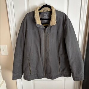 L.L. Bean Men's Charcoal Jacket with Sherpa Collar